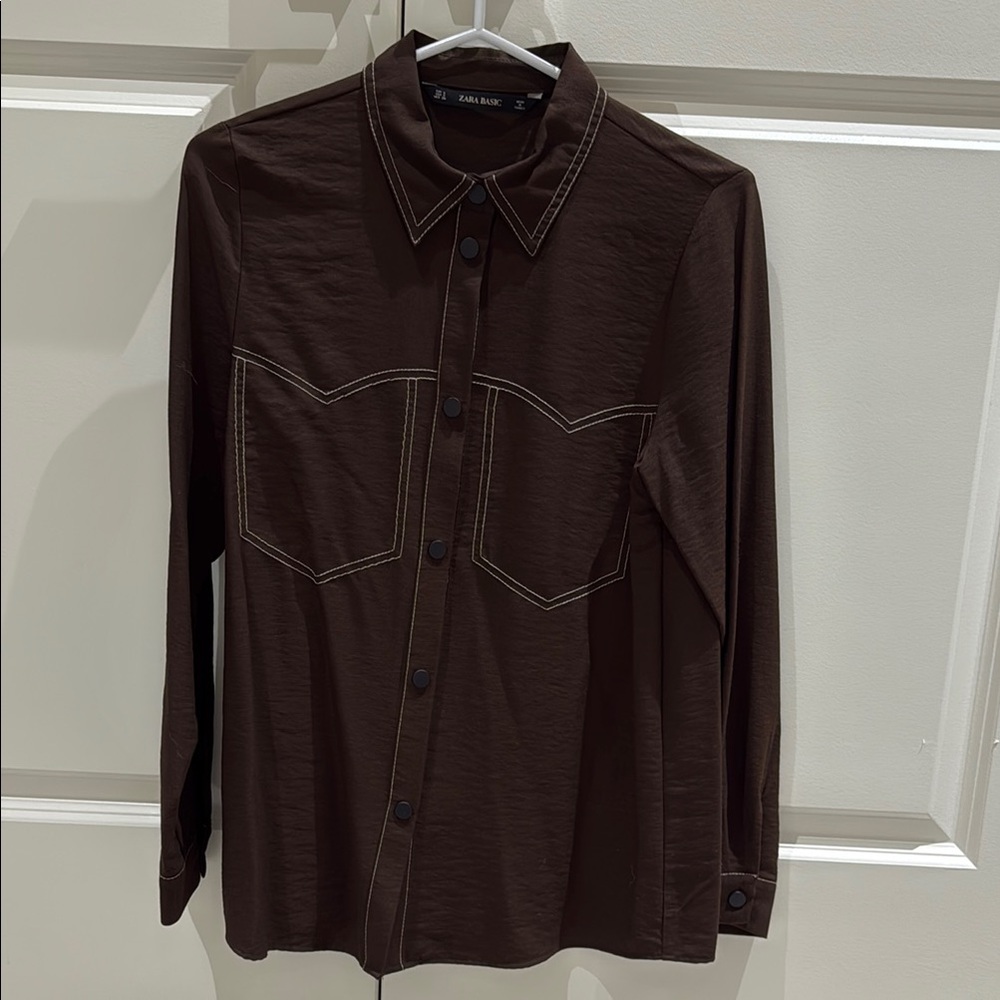ZARA - brown button down